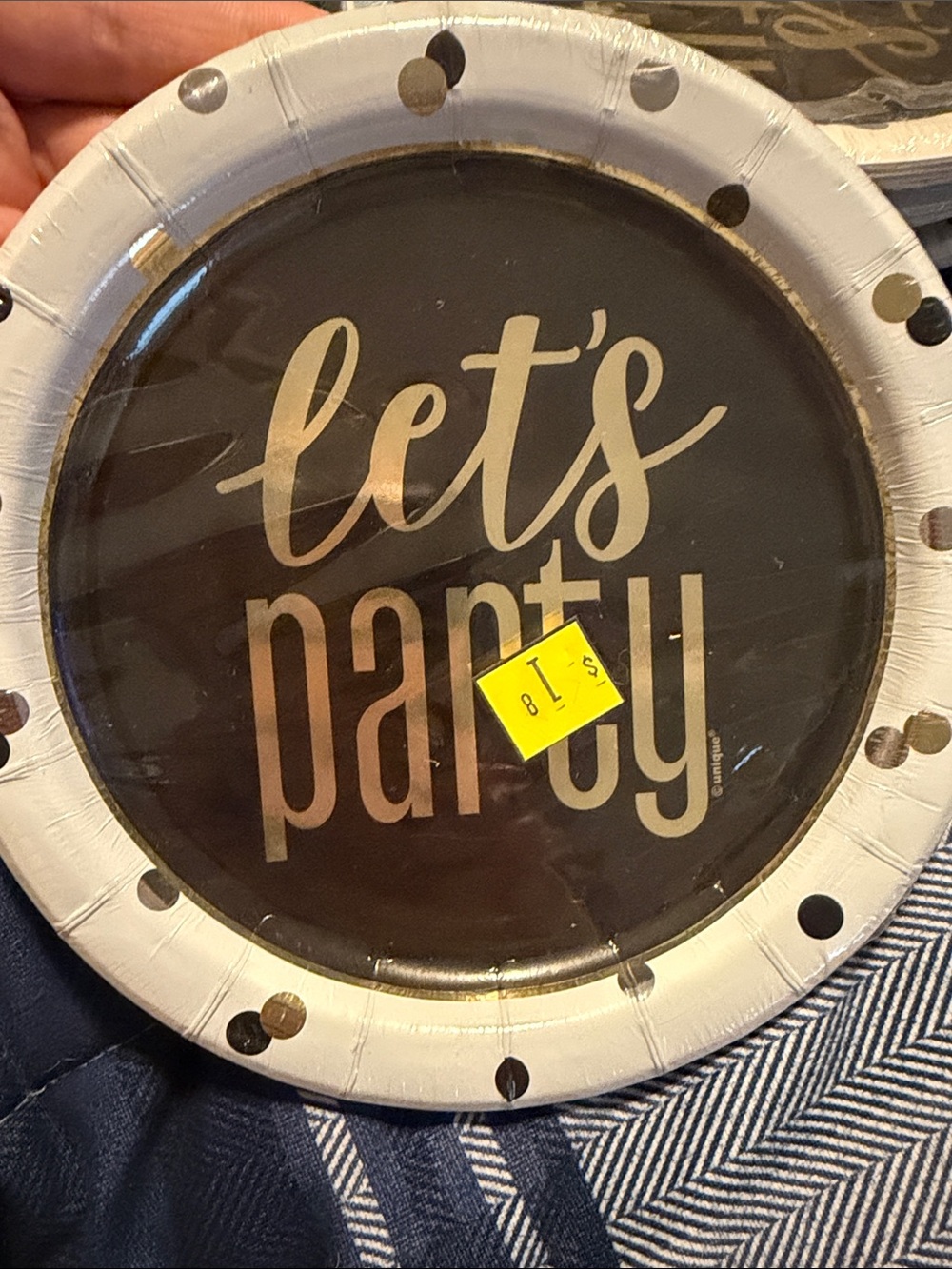 Let's Party Black & Gold Paper Dessert Plates - Home Party Supplies